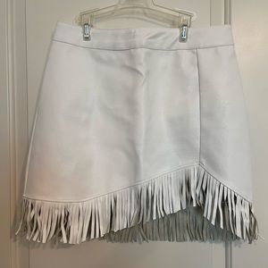 White Faux Leather Fringed Skirt - NWT Size Medium